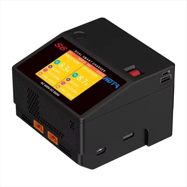 HOTA Neues S6 15A Zweikanal-Smart-Ultra-Small-Ladegerät AC400W /DC650W für LiHV LiFe LiIon NiZn NiCd NiMH-Akku